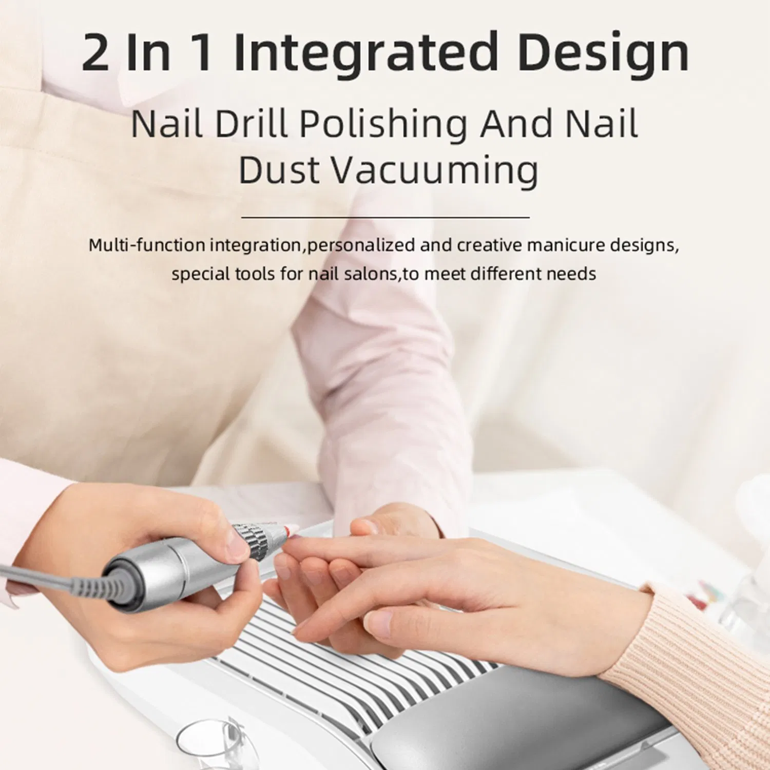 Nail Art Vacuum Cleaner 80W Nail Dust Collector Mute Desktop Rechargeable Vacuum Acrylic Nails Collector for Manicure Pedicure