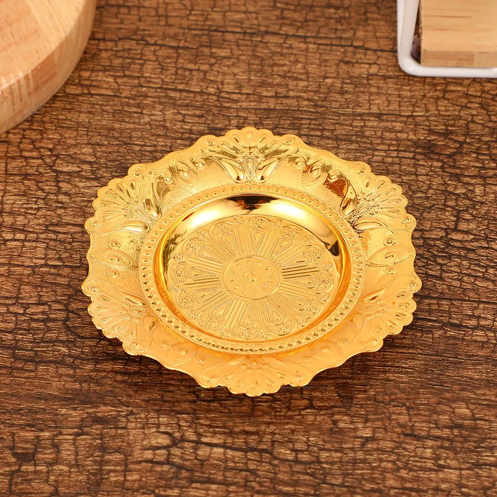 Golden Circular Tray, Used for Birthday Parties, Desserts, Weddings