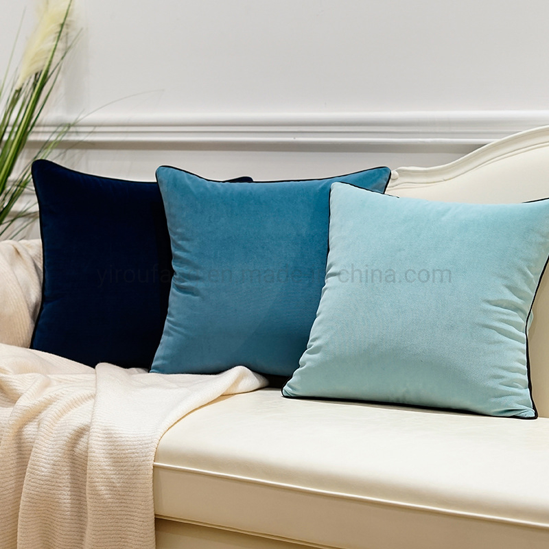 Hotel Bedroom Sofa Simple Comfortable Solid Color Velvet Decoration Cushion