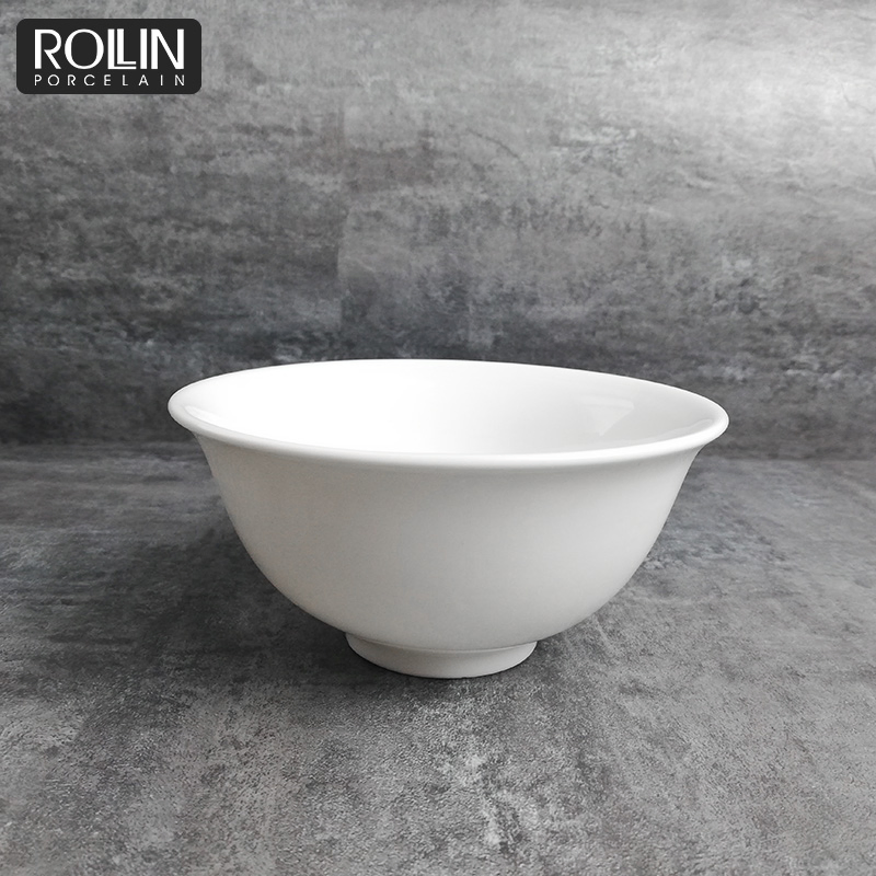 Hot Selling Round White Porcelain Rice Bowl Noodle Bowl