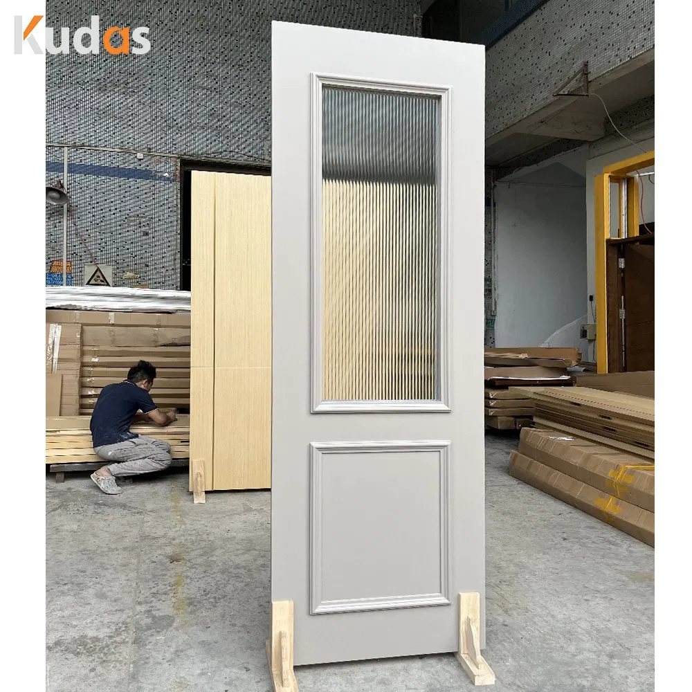 White Primed Interior Doors Wood MDF Internal Door Modern Prehung Interior Doors with Glass
