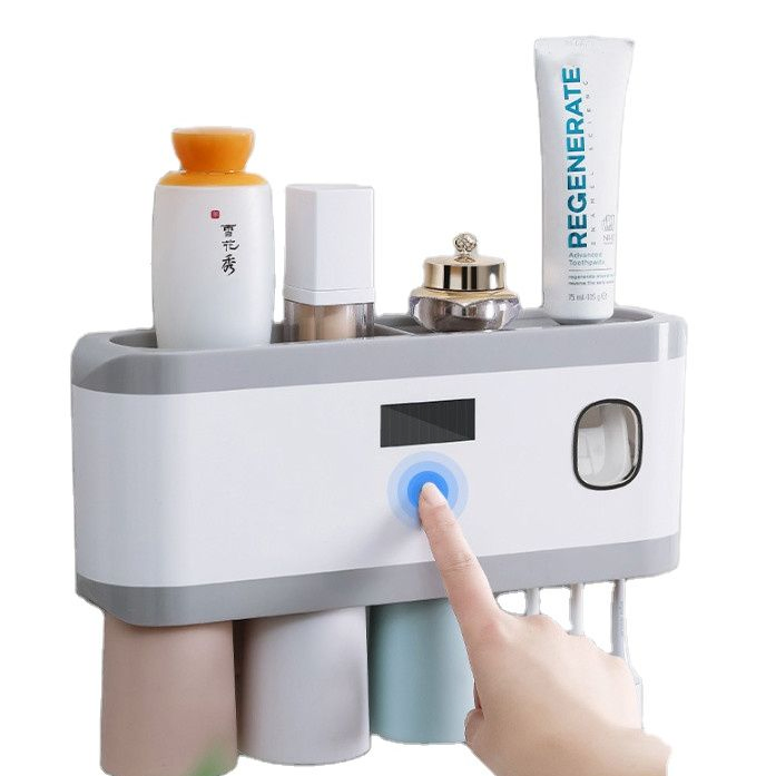 Wall-Mounted Intelligent UV Sterilization Toothbrush Holder Multi-Function Rack Toothpaste Dispenser