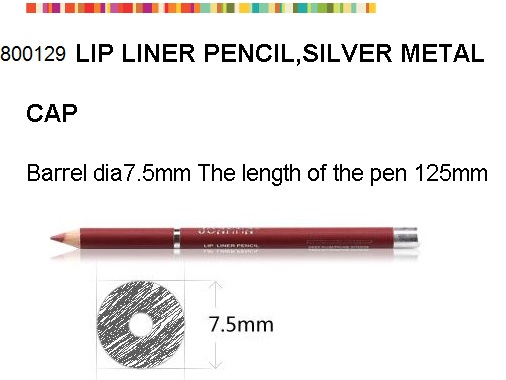 Wooden Cosmetic Pencil for Lipliner with Silver Metal Cap