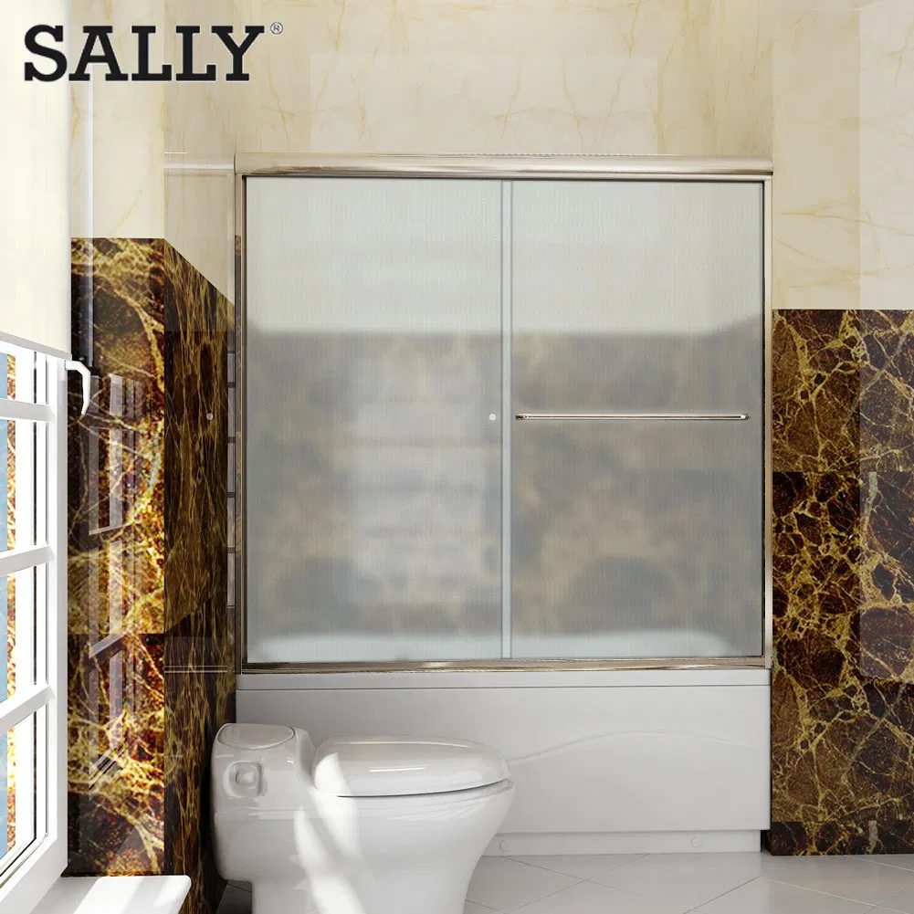Sally SGCC Certified 6mm Brush Gold Bypass Double Sliding Shower Door
