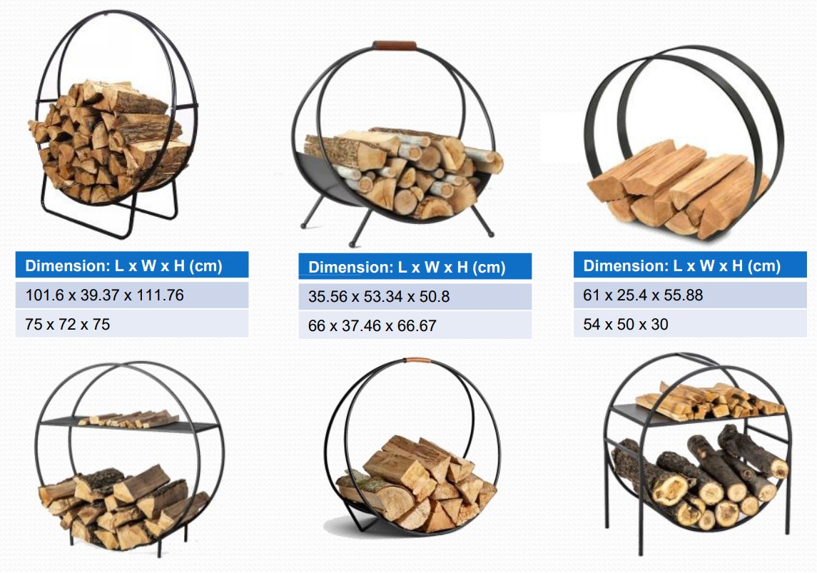 Wood Stove Fireplace Accessories Woodpile Iron Log Rack Firewood Storage Rack Kit
