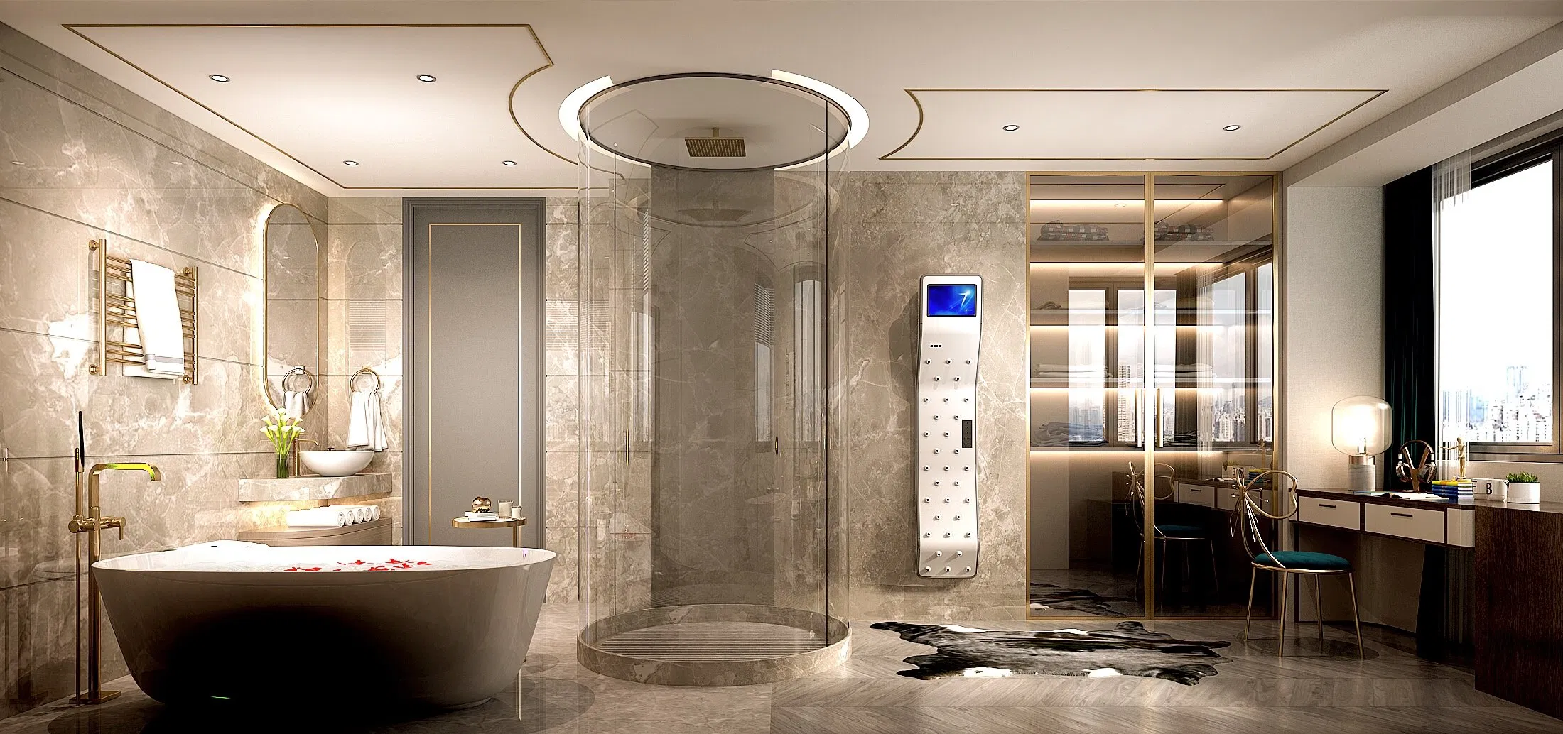 Wall Mounted Atmospheric Touch Screen Control Body Dryer for Bathroom Body Dryer