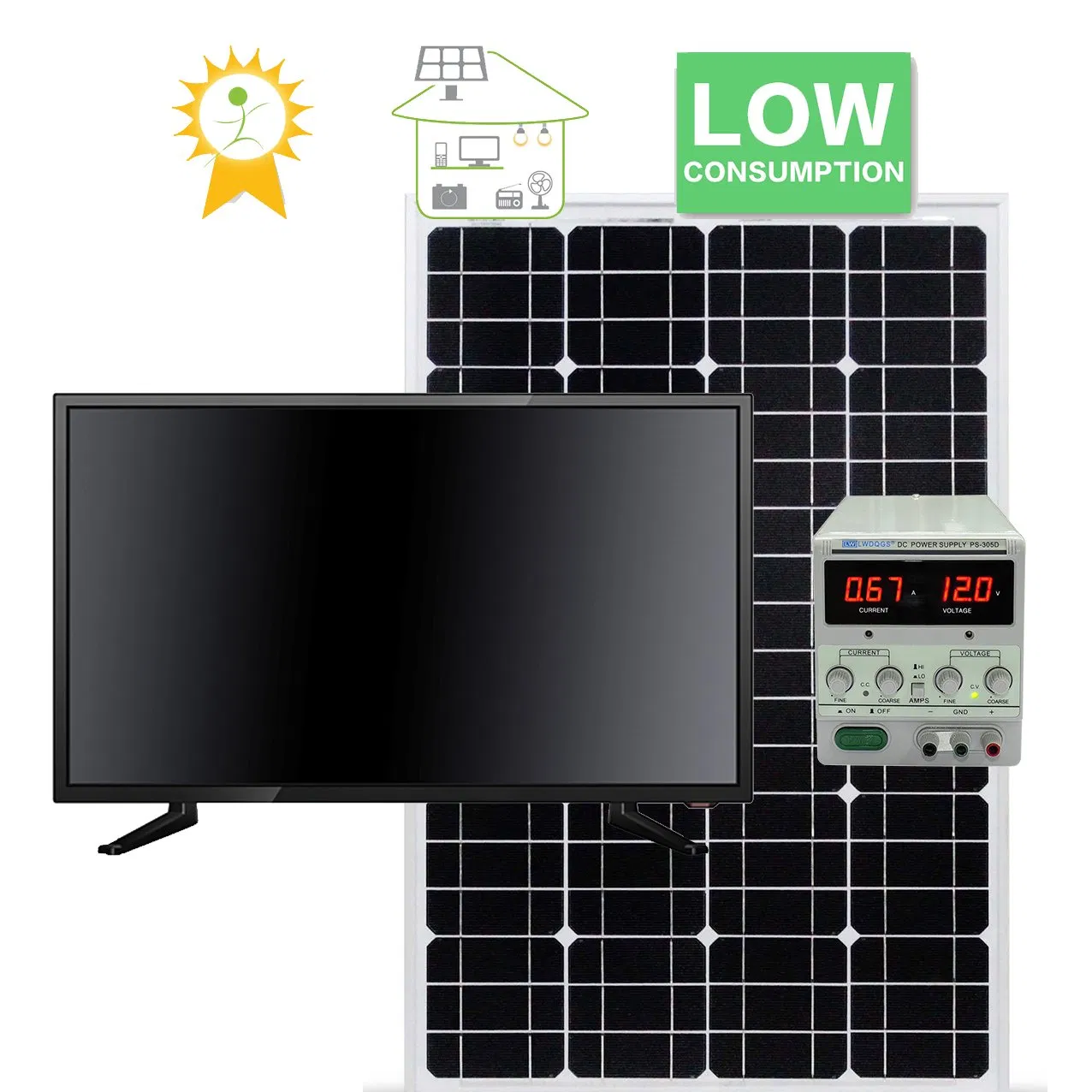 Солнечный телевизор 12V/220V с адаптером, 15-32 дюйма