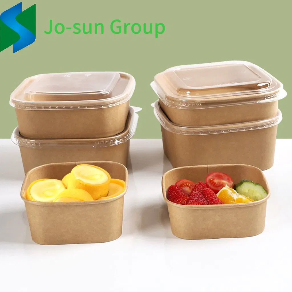 New Design Factory Outlet Biodegradable Take Away Square Paper Fruit Salad Bowls with Lids
