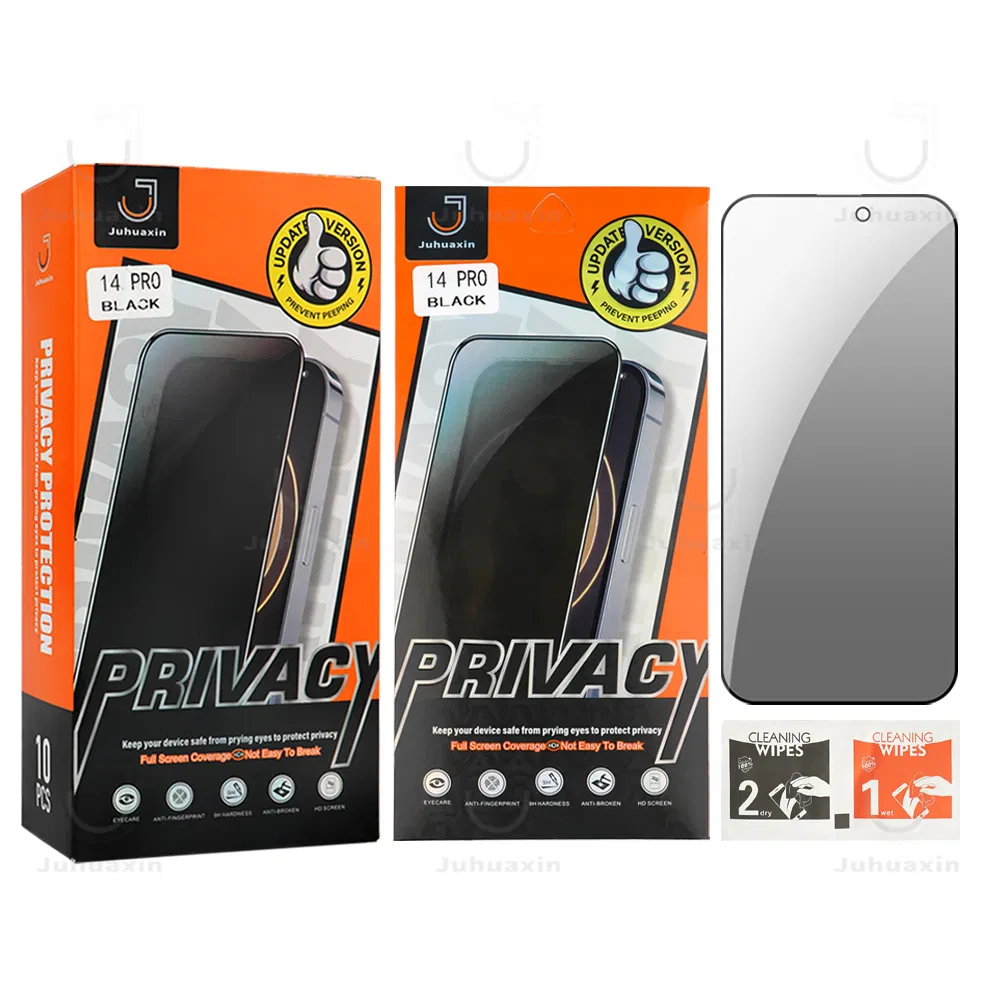 Juhuaxin Private Screen Protector with Camera Lens Protector Privacy Screen Anti Shock Anti Spy Privacy Tempered Glass Film for Samsung iPhone 16 15 14 PRO Max