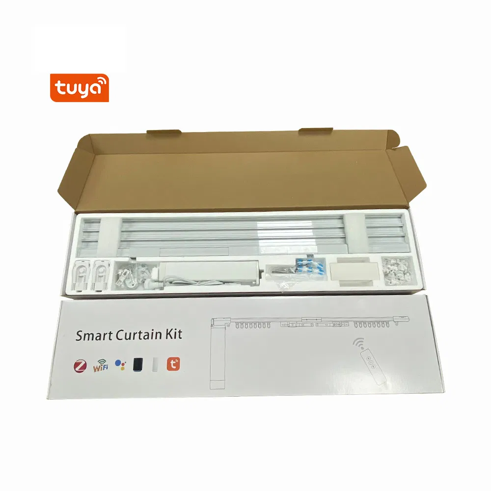 Tuya WiFi Motorized Curtain Control System for Smart Home Automation Including Curtain Motor and Track