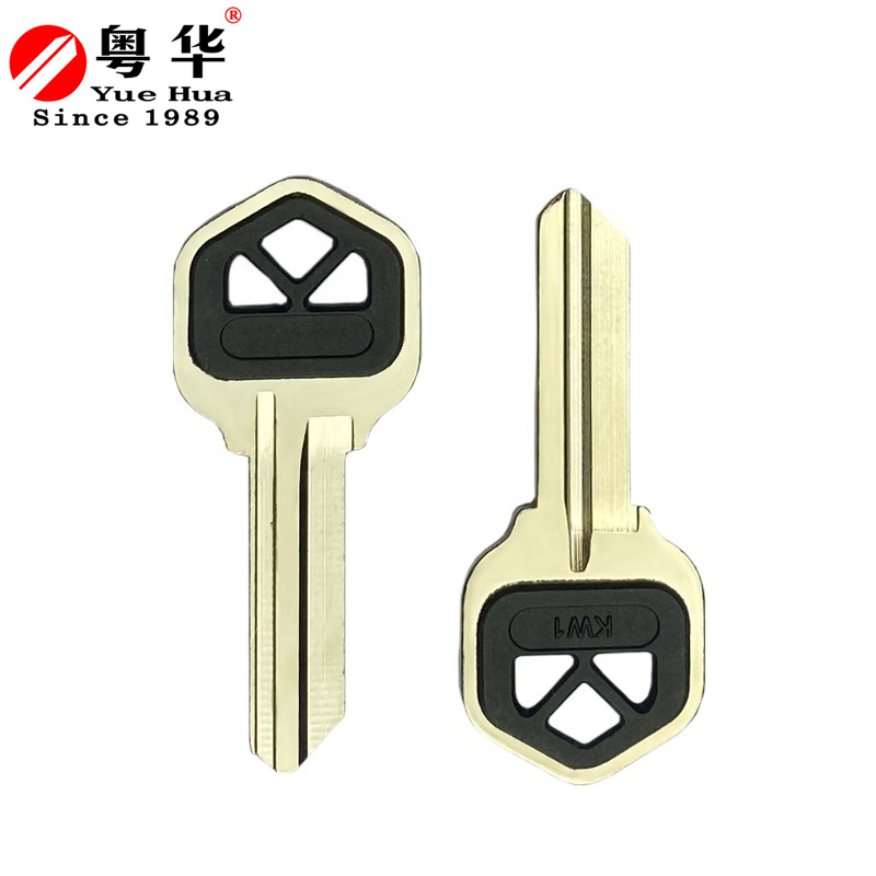 Free Sample Low Price Nickel Plated Kw1 Key Blank Brass Silver Color House Blank Key with Rubber Plastic Head Multi Color for Door Lock