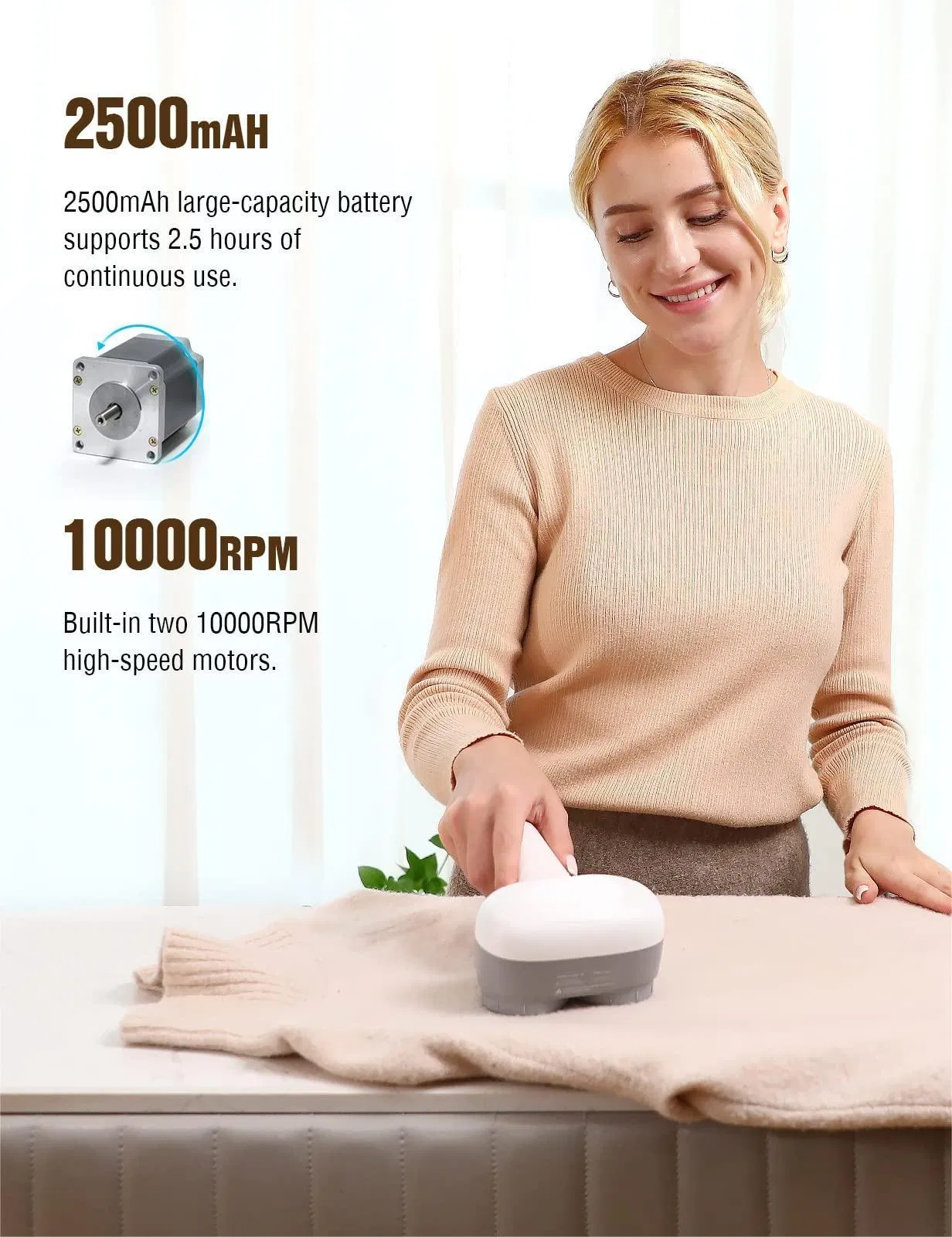 Rechargeable Sweater Pilling Trimmer Clothes Couch Fabric Shaver Electric Fuzz Lint Remover