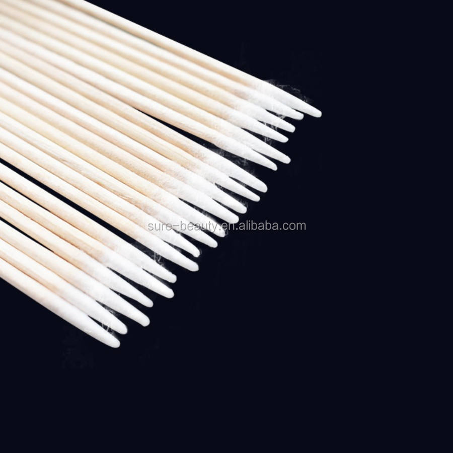 Disposable One Head Cotton Swabs Pointed Sharp Tip Wooden Stick Cotton Swab