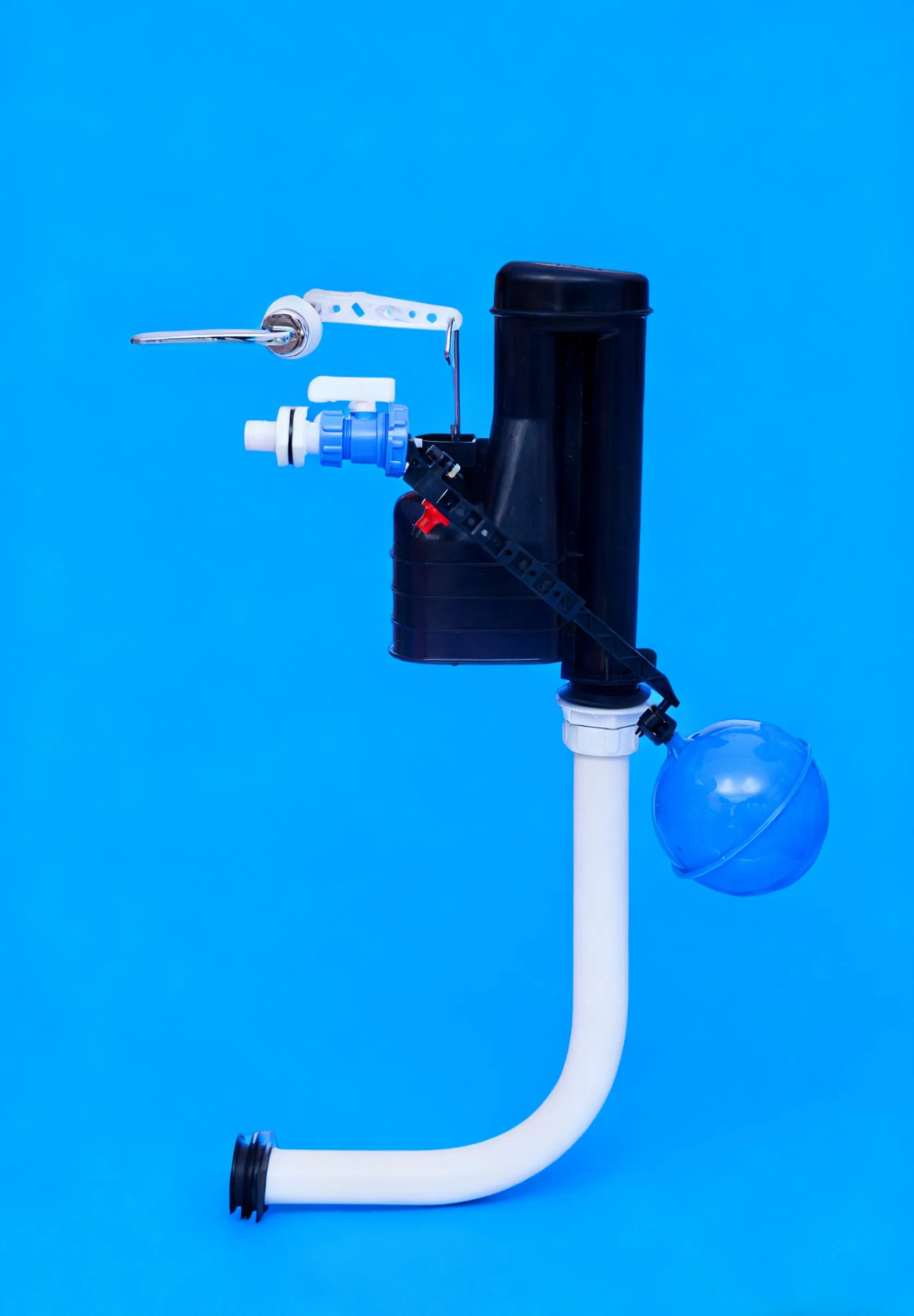 Red Siphon Lever Cistern Flush Mechanism-Durable Plastic Construction for Toilet Repair & Replacement