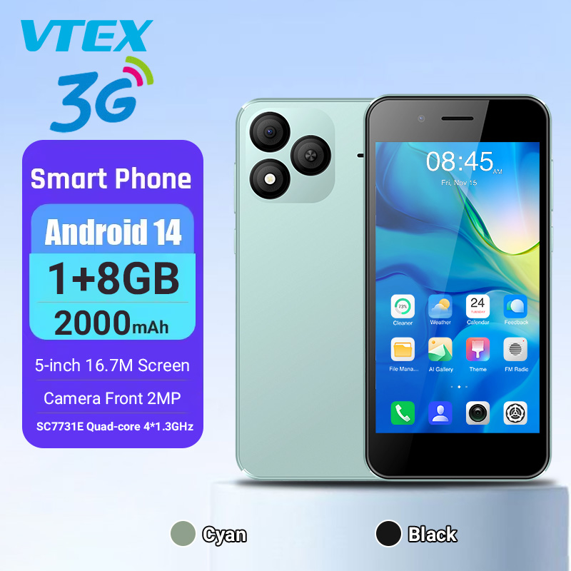 Смартфон 5 дюймов 3G, Android 13, 1+8 ГБ, 2000 мАч