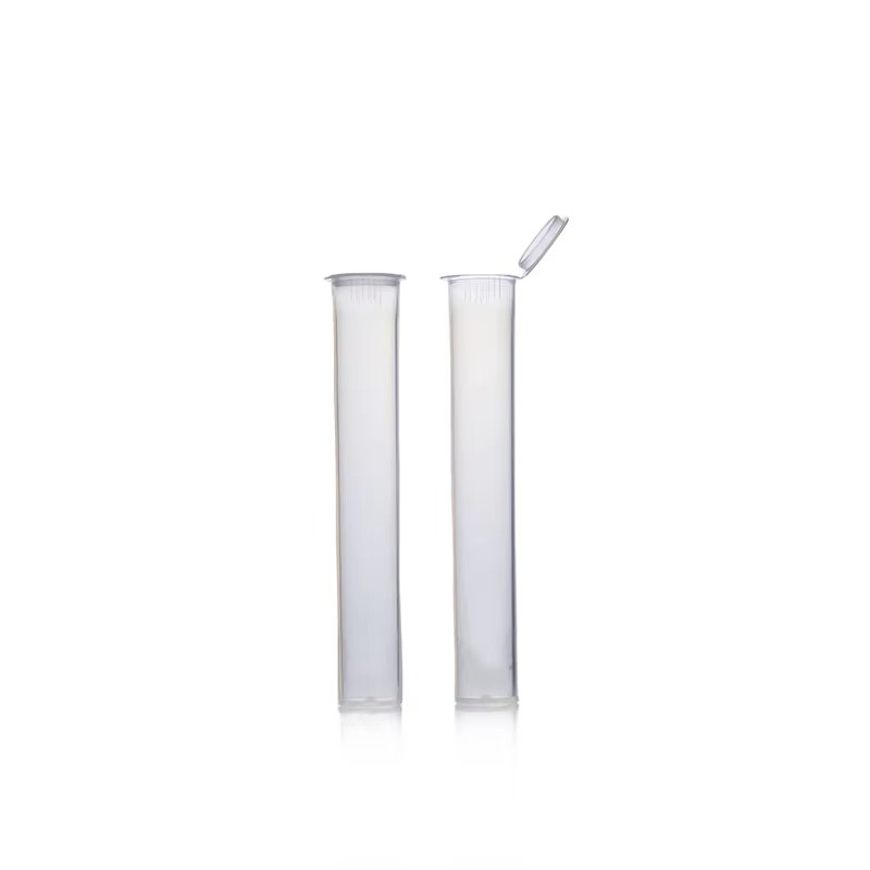 Transparent Tamper Evident Child Resistant 109mm Custom Logo Plastic Squeeze Pop up Pre-Roll Tube