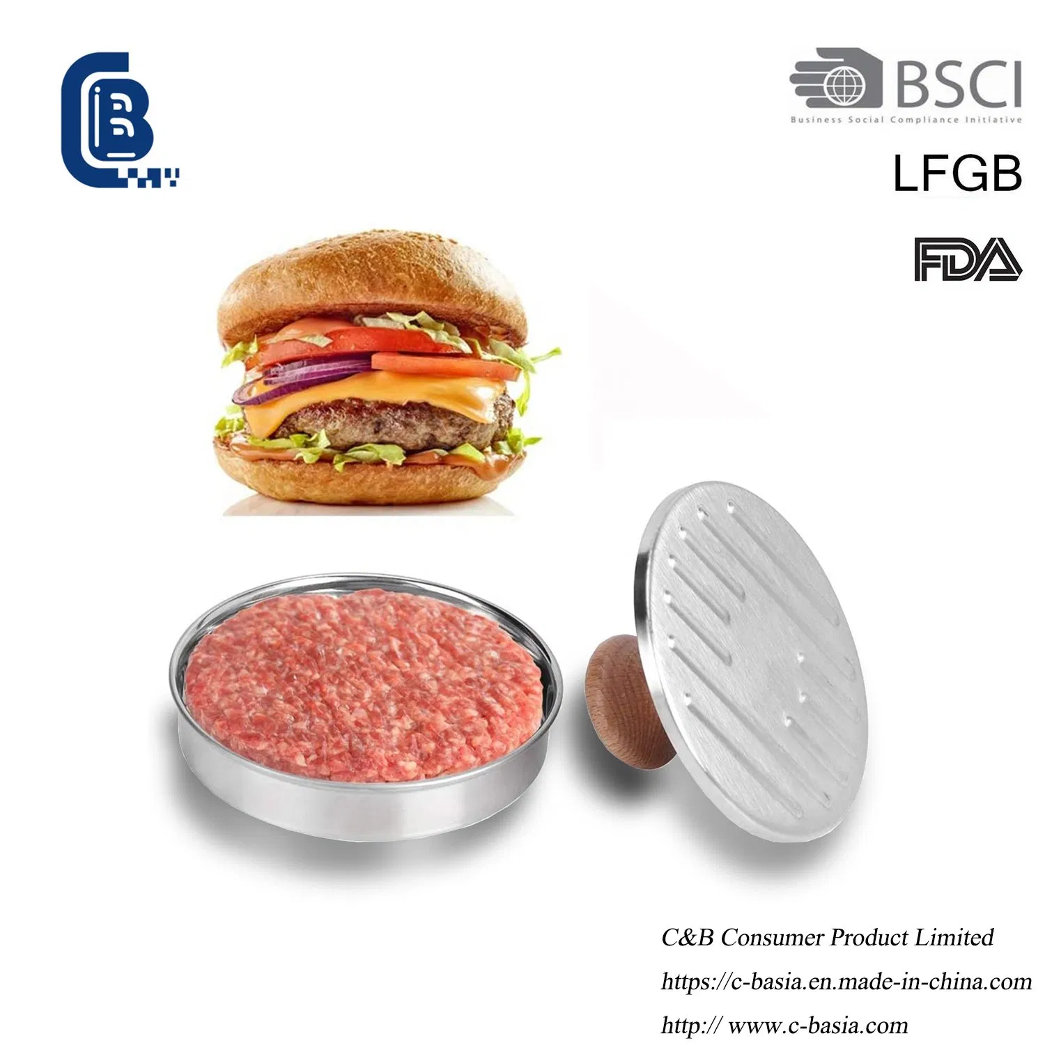 Non Stick Stainless Steel Mini Burger Meat Press, Hamburger Maker Tools, Beef Meat Patty BBQ, DIY Cooking Tools