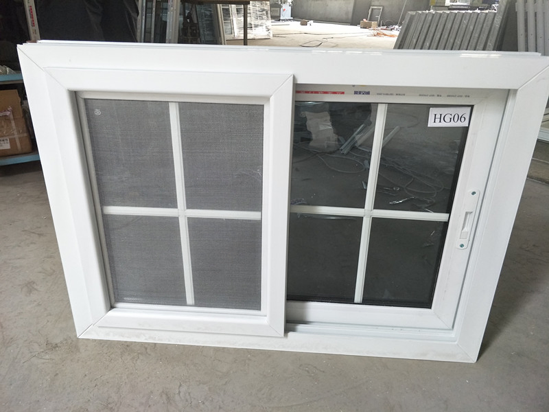 Customized Double Tinted Glass UPVC Sliding Window with Grill Design