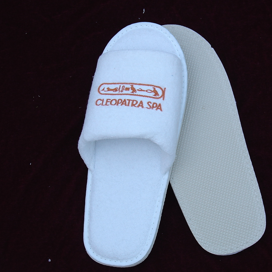 Handcrafted Hotel Cotton Towel Slippers with EVA Rubber DOT Outsole