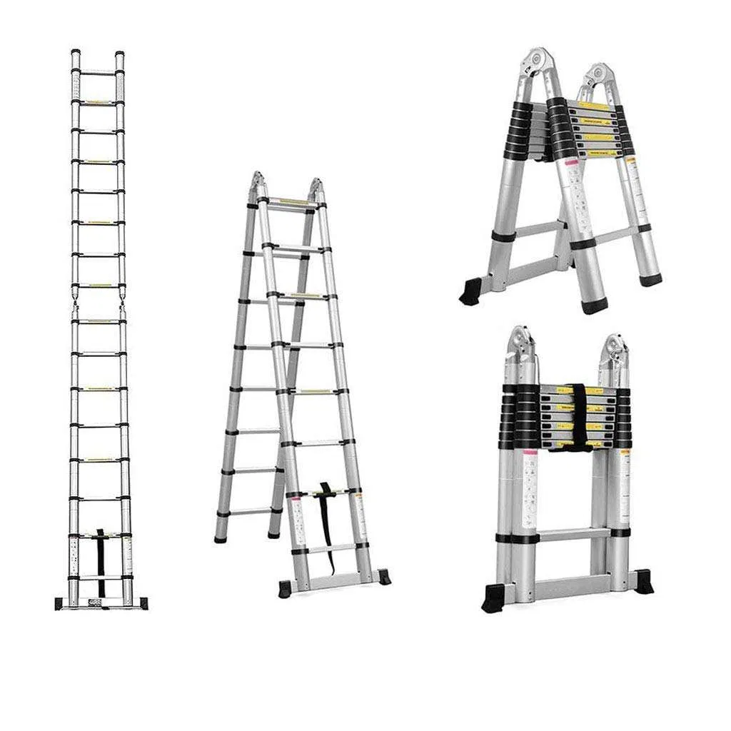 Heavy Load 150kg Capacity Aluminum Industrial Telescoping Ladder for Logistics & Workshop