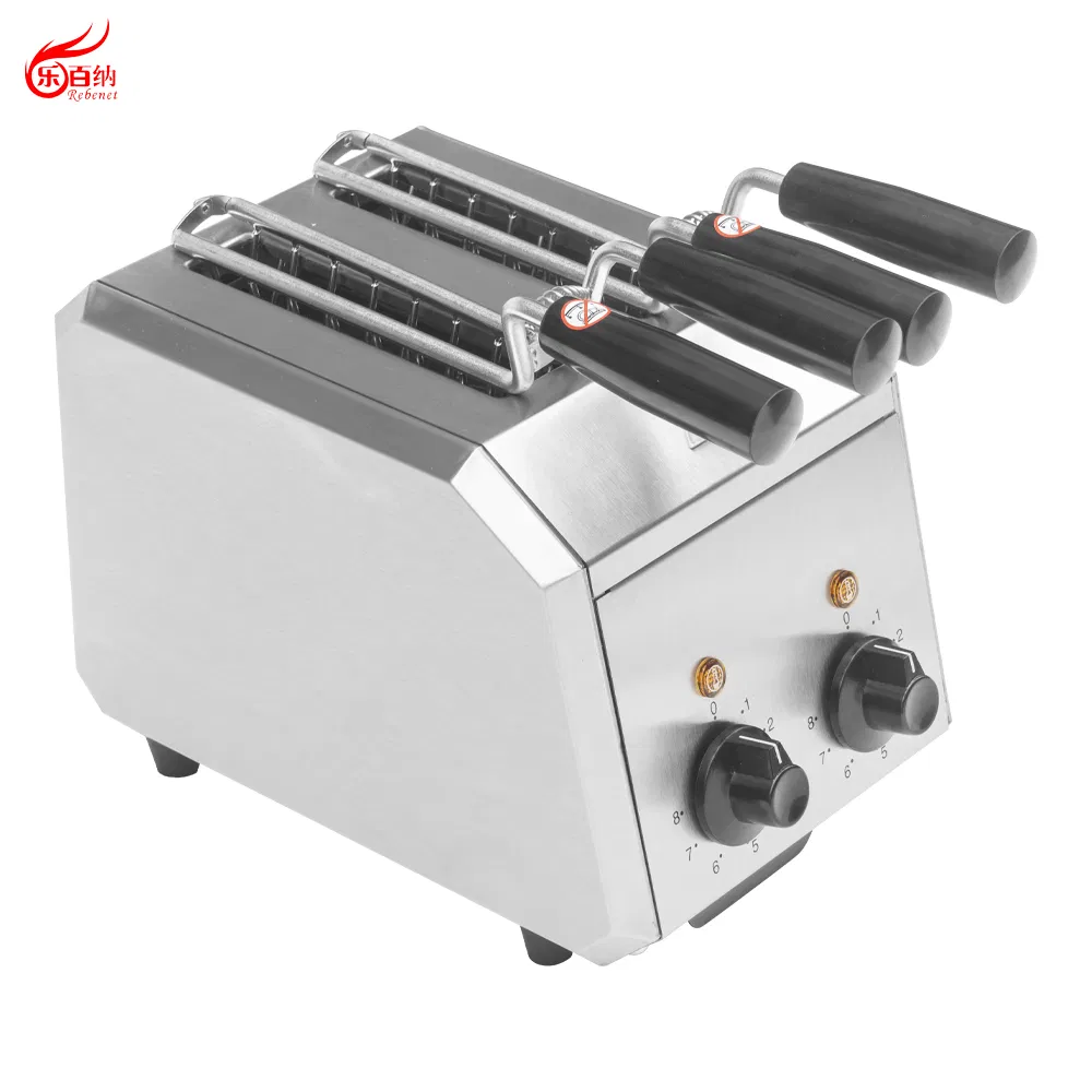 2 Tongs Stainless Steel Commercial Electric Breakfast Bread Sandwich Maker Toaster Machine with CE Approved Rebenet 2ATS-H