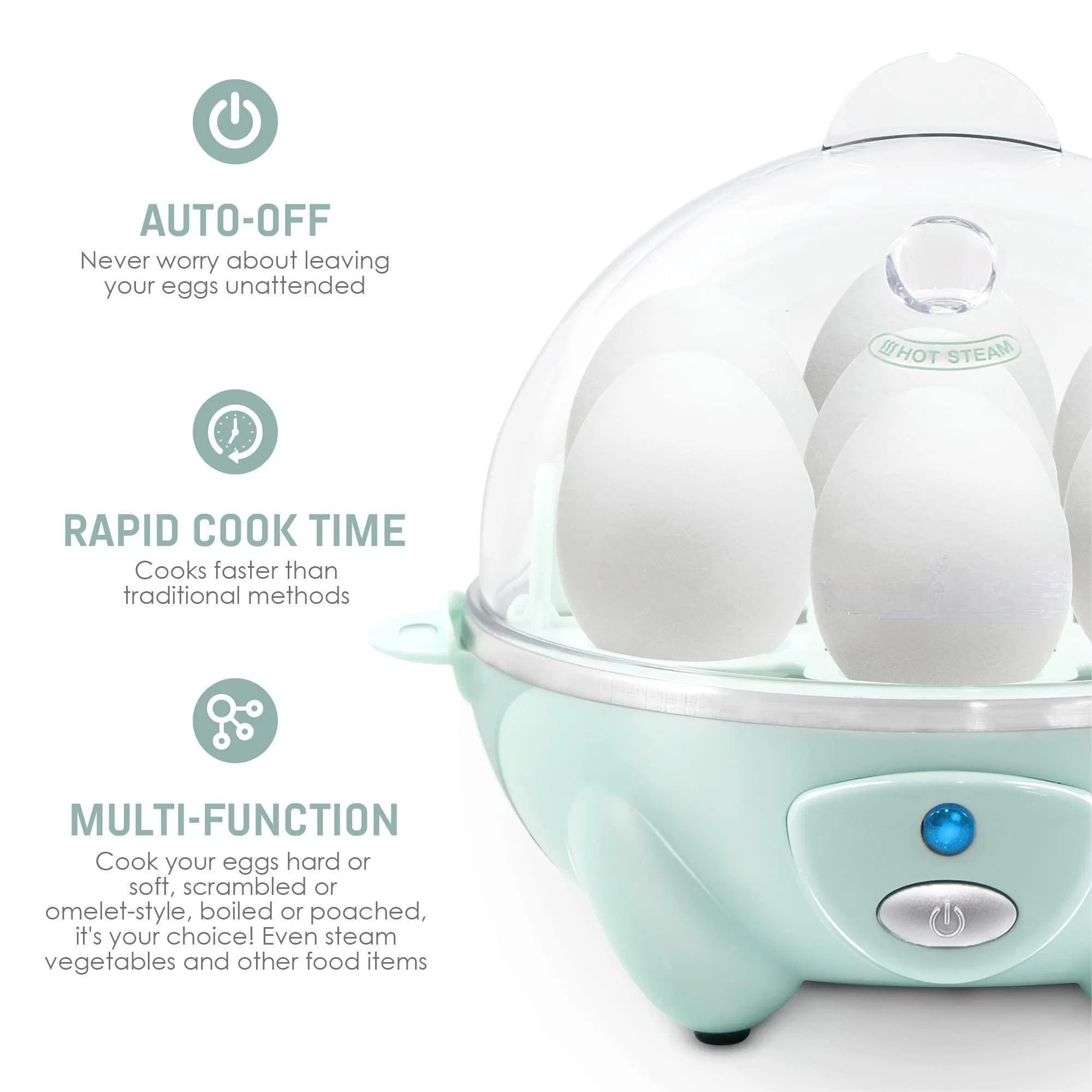 7 Easy-to-Peel Alarm Auto Shut-off Hard Rapid Egg Poacher Cooker Boiler