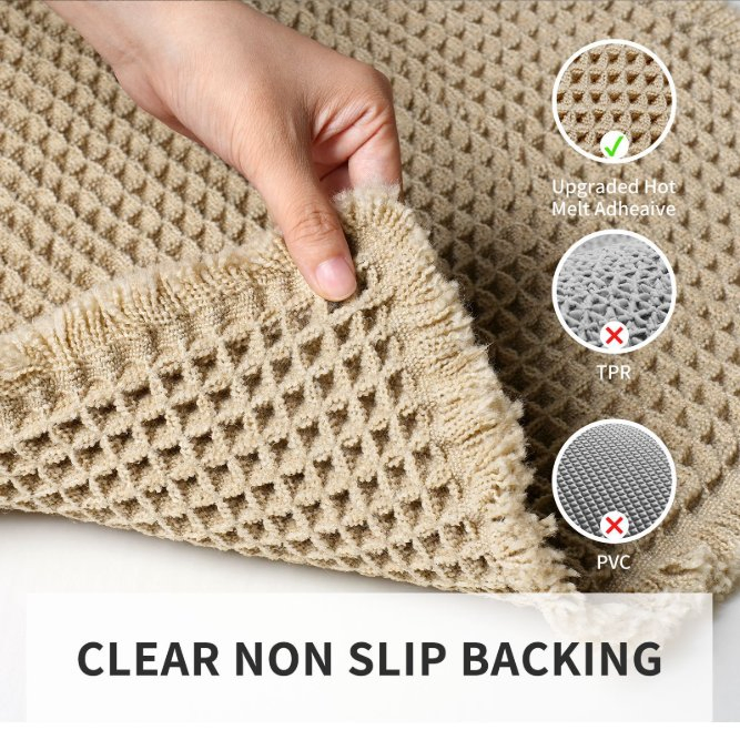 Anti Slip Bathroom Floor Mat Quick Dry Microfiber Waffle Bath Mat