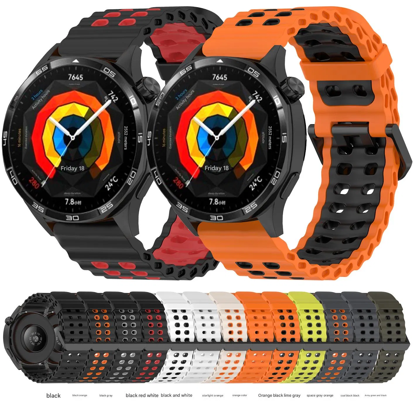 Suitable for Huawei Watch Gt4/3/PRO/Watch4/3 Silicone Texture Solid Color Strap 22mm Universal Strap