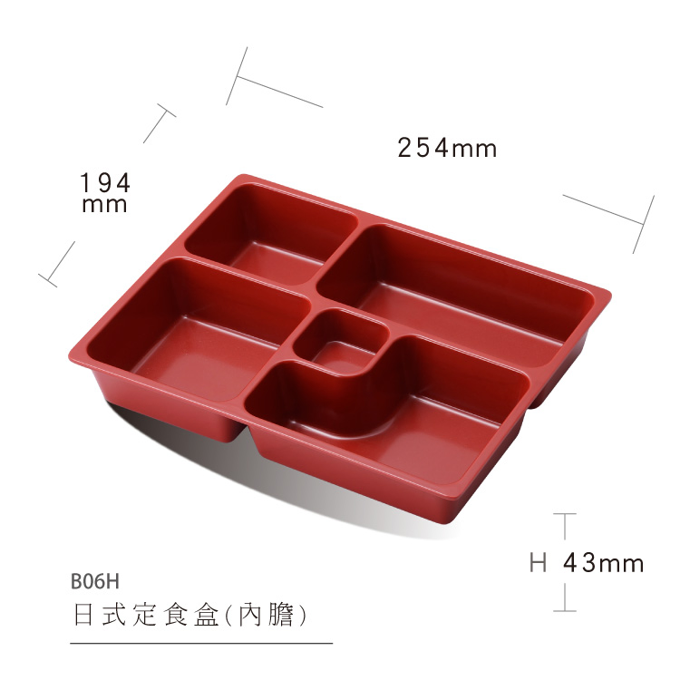 Bento Box Set ABS Melamine Japanese Style Sushi Lunch Box Restaurant Serving Black&Red Detachable Box Set