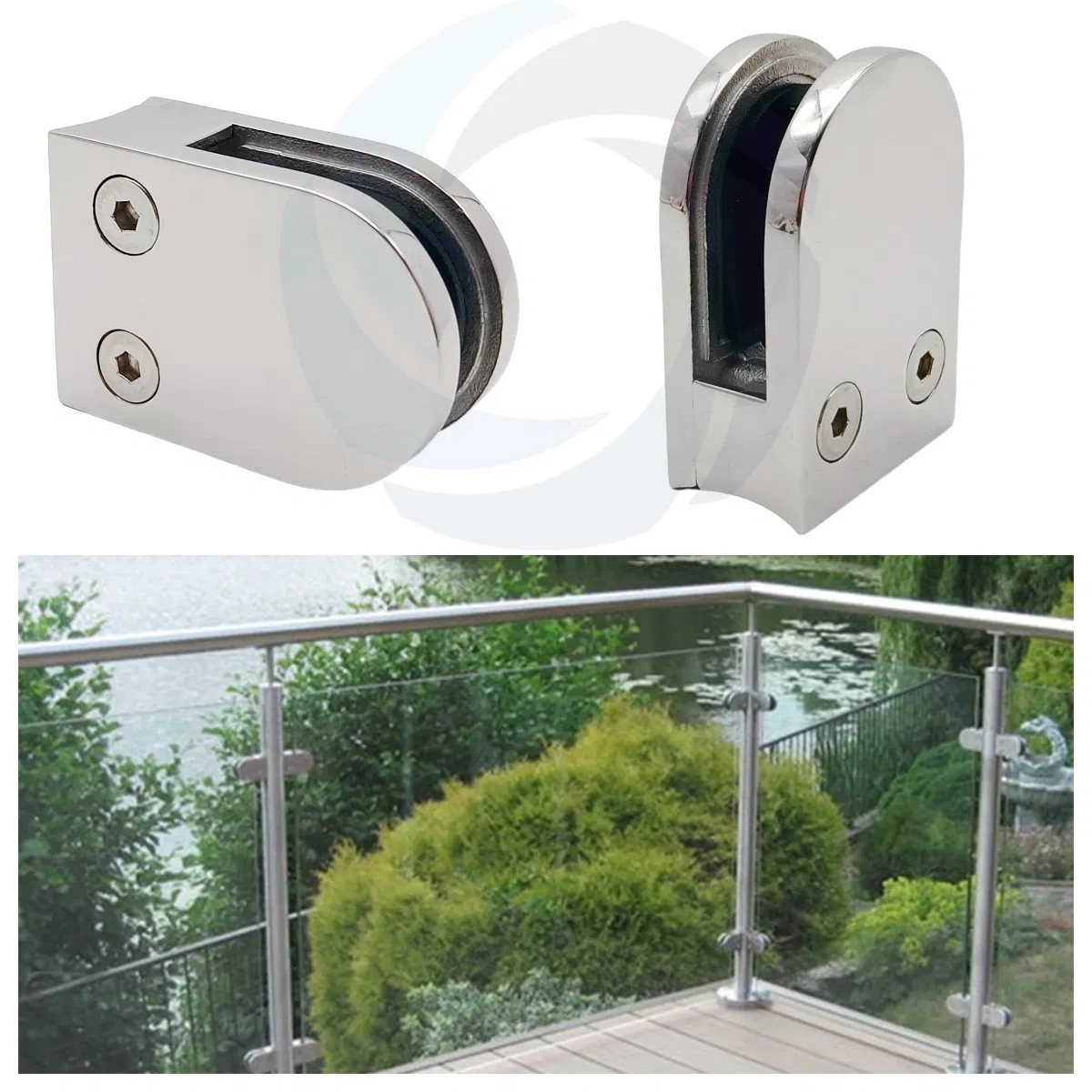 Glass Clamp Railing Balustrade Stainless Steel Handrail with Accessories