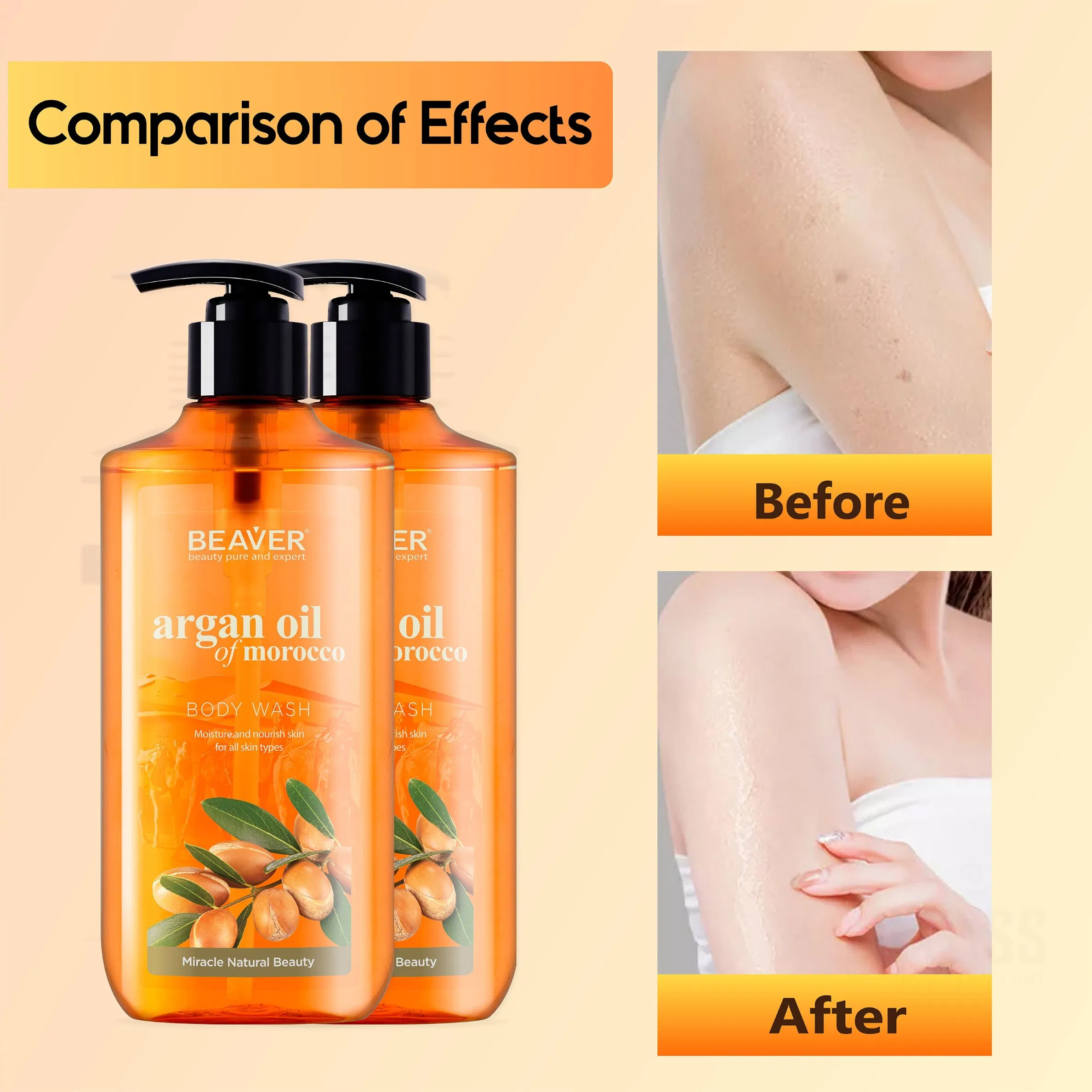 Beaver Argan Oil from Moroccan Shower Gel Labels Bath Body Care Products