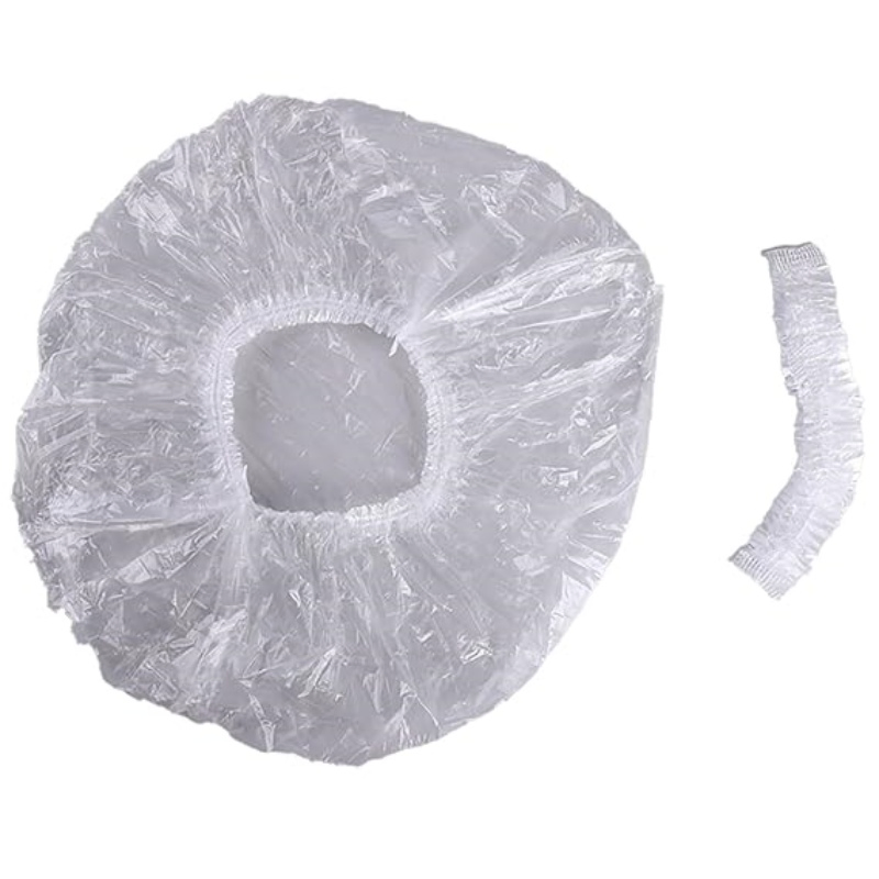 Transparent PE Plastic Shower Cap/Disposable Double Elastic Band Shower Cap