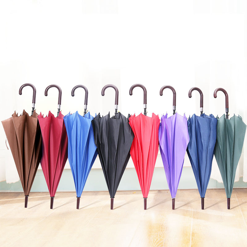 Прочный ветрозащитный зонт с крючковой ручкой, 16 спиц