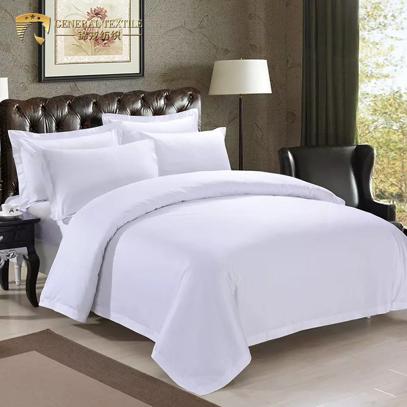 100% Cotton 250tc Queen Size 3cm Stripes White Bed Sheets