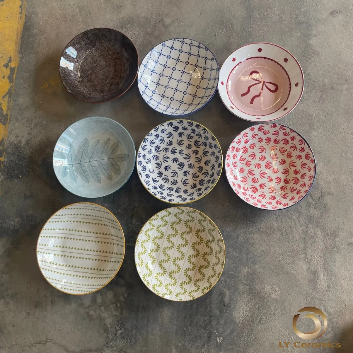 Eco-Friendly 8"Soup Plate Pad Printing Stock Porcelain Ceramic Kitchenware Tableware