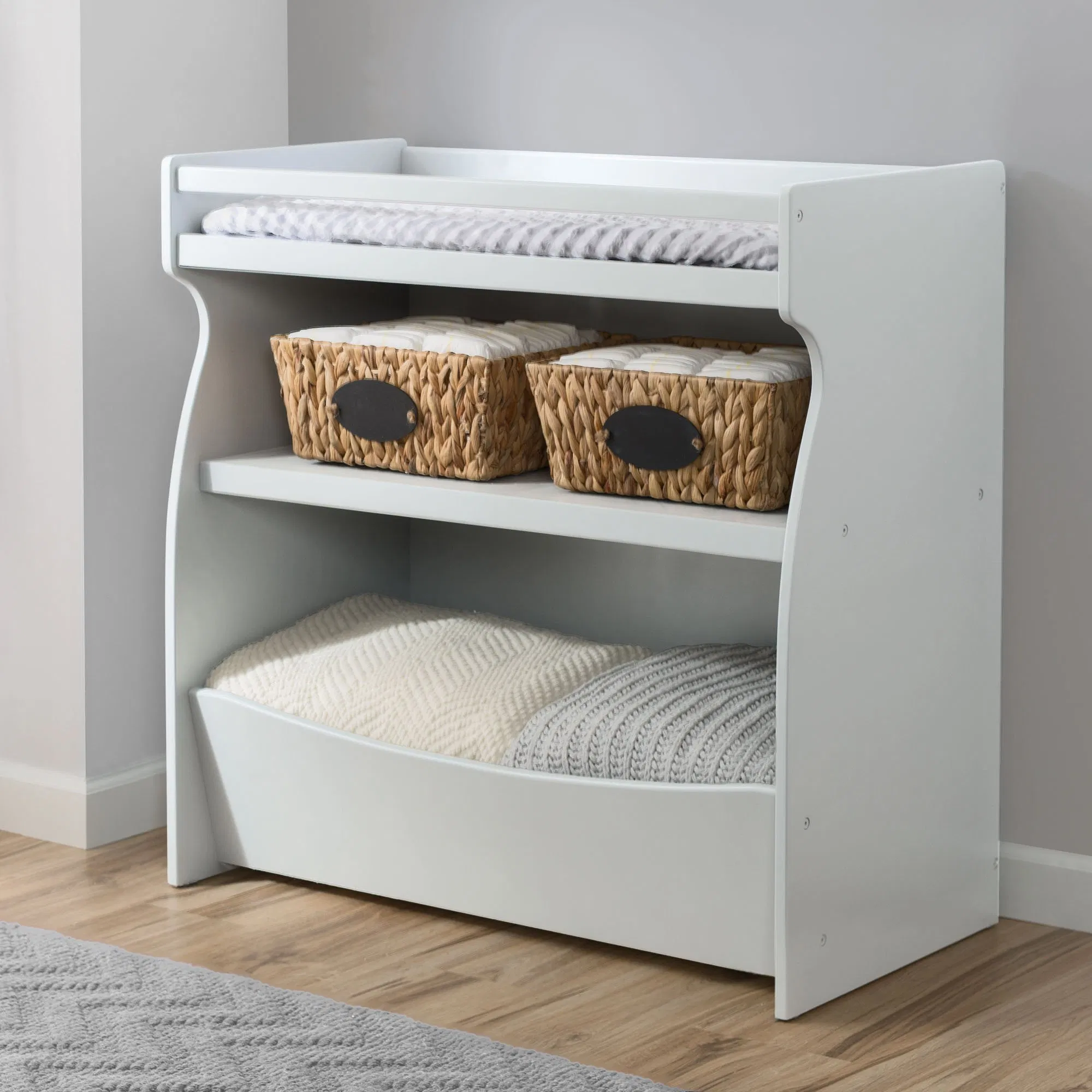 2-in-1 Changing Table Storage Unit Grey Changing Pad