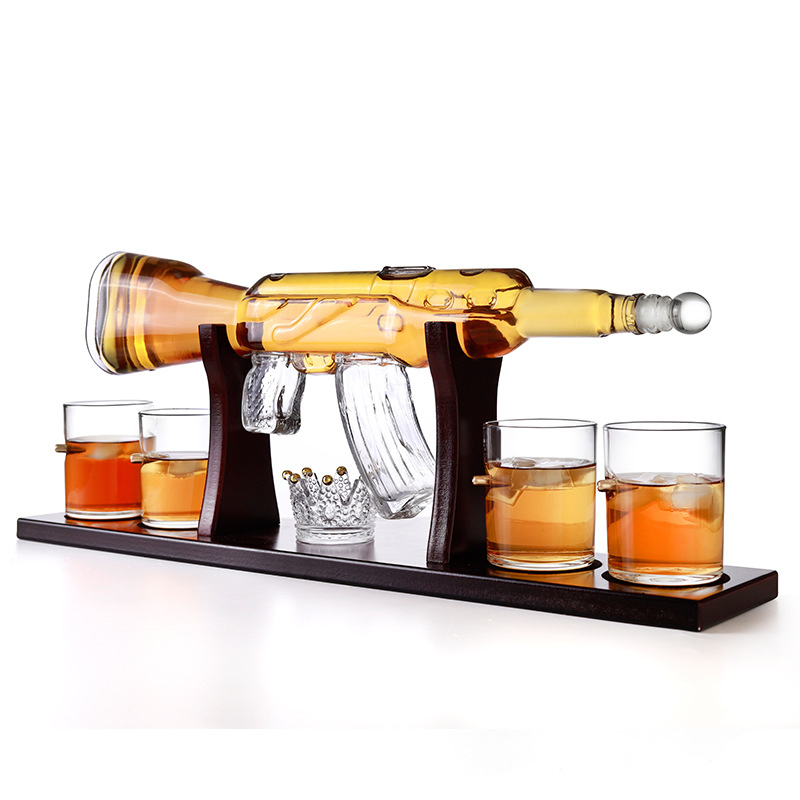 Gun Decanter Set Ak 47 Glass Shaped Whiskey Glasses Decanters Bottle Set with Glasses