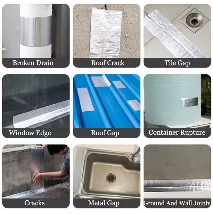 Super Strong Aluminum Foil Butyl Rubber Waterproof Tape for Steel Roofs Patching and Gutter Leak Repair