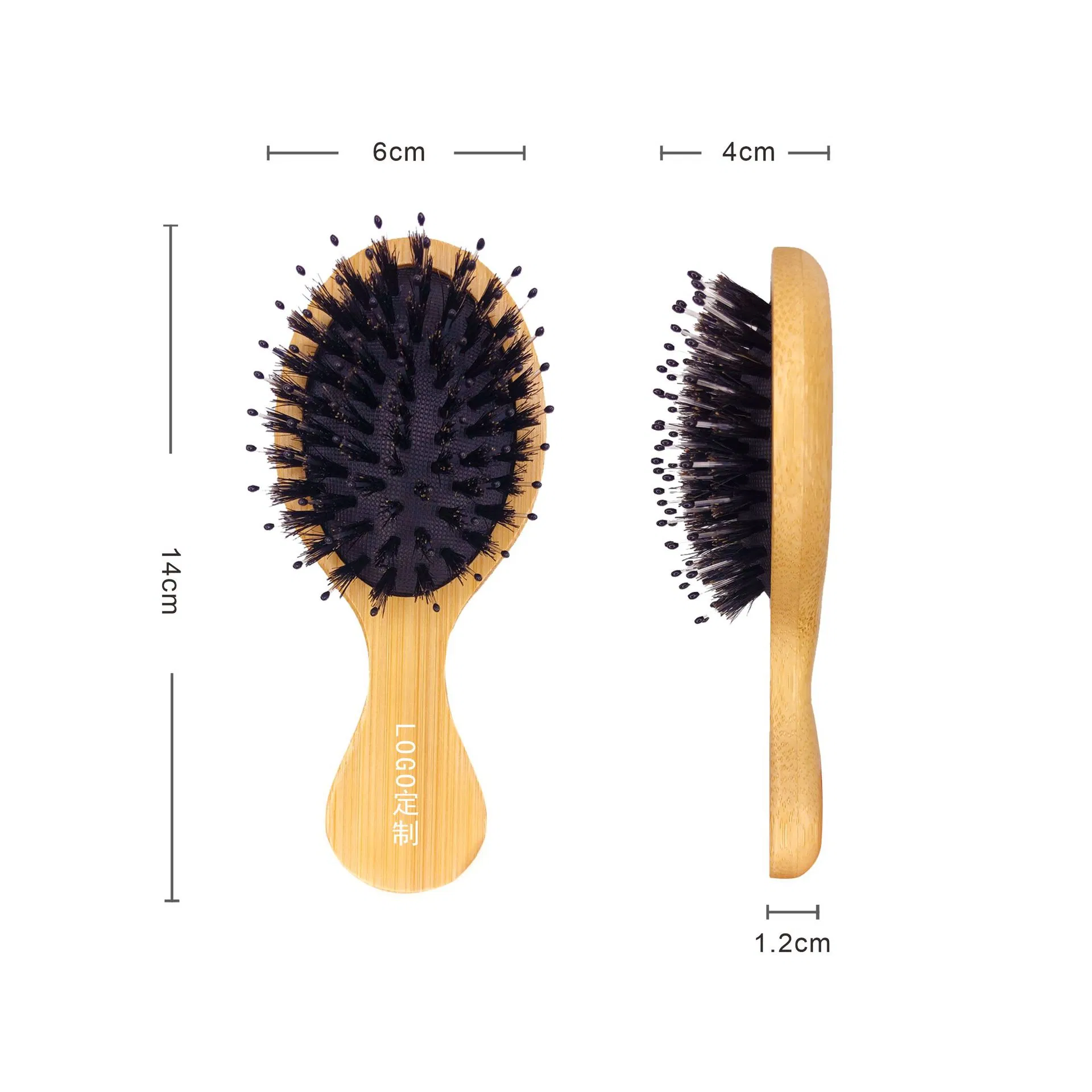 Factory Supply Custom Free Logo Boar Bristle Bamboo Hair Brush Soft Natural Bristles Brush for Thin and Fine Hair for Men Women