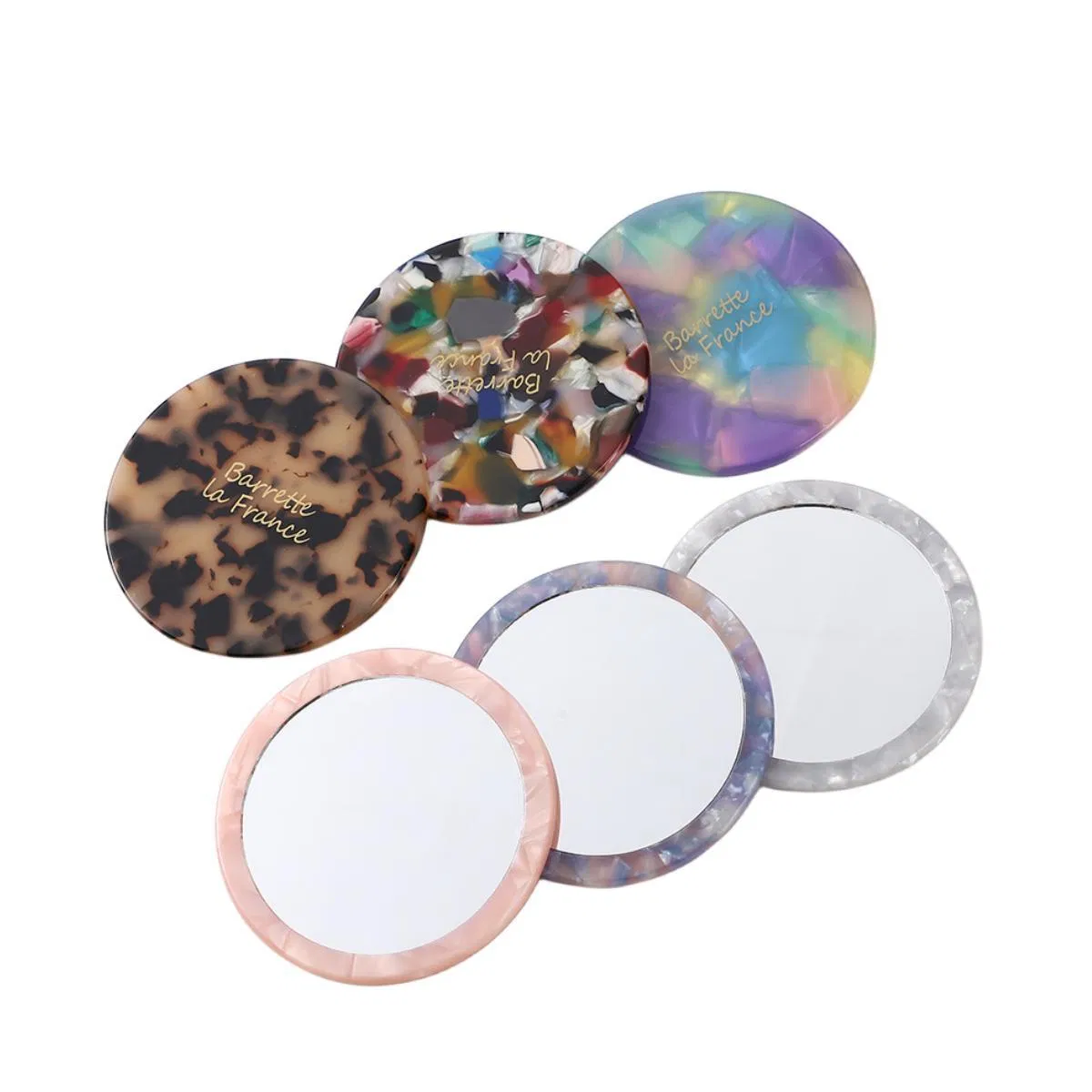 OEM Branding Holiday Gifts Round Acetate Mirror Pocket Acetate Makeup Mirror