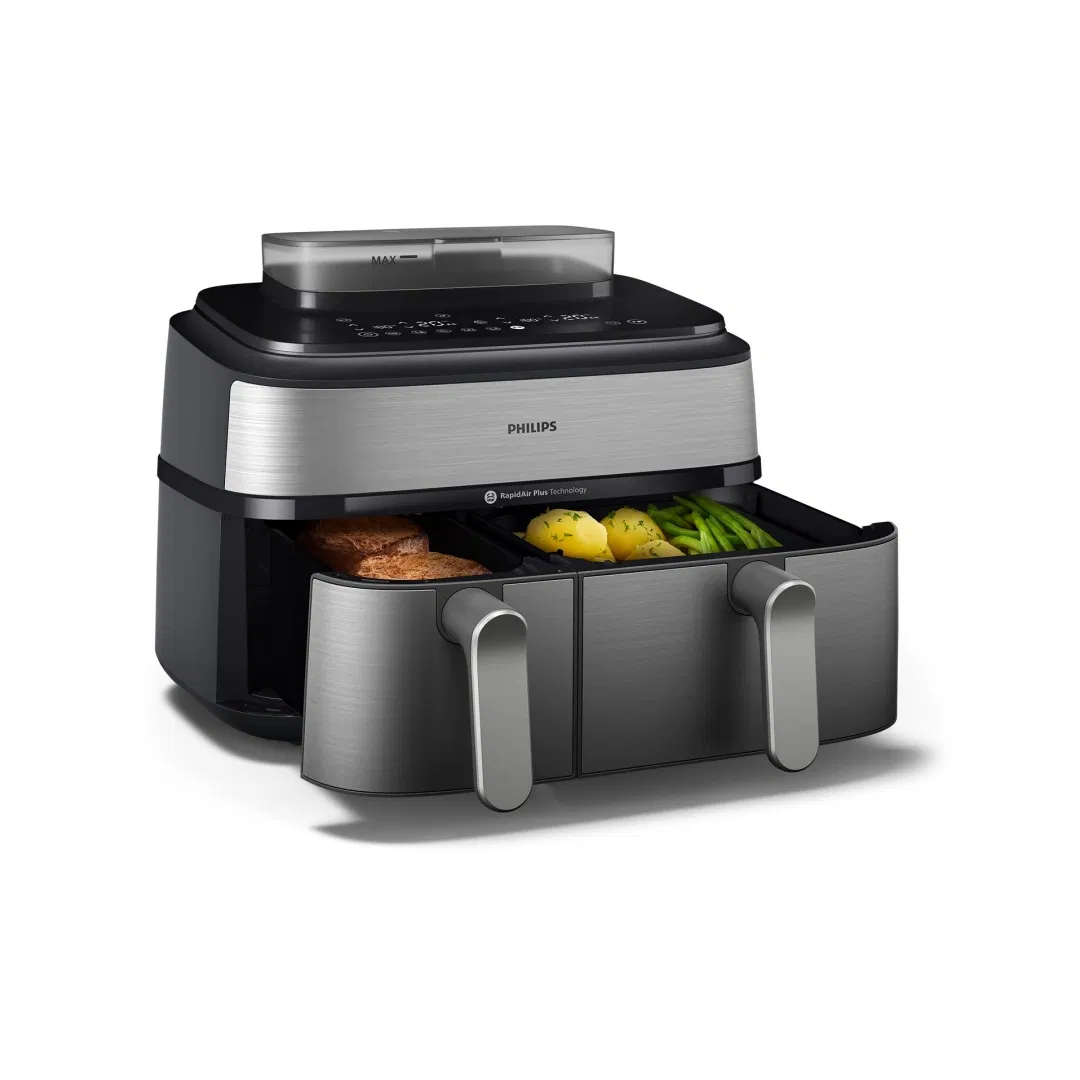 9L Dual Basket Steam Air Fryer with 360° Hot Air Circulation for Even Cooking Healthy Airfryer