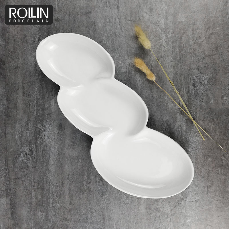 Chaozhou Porcelain Dining Plate Divided Plate for Buffet
