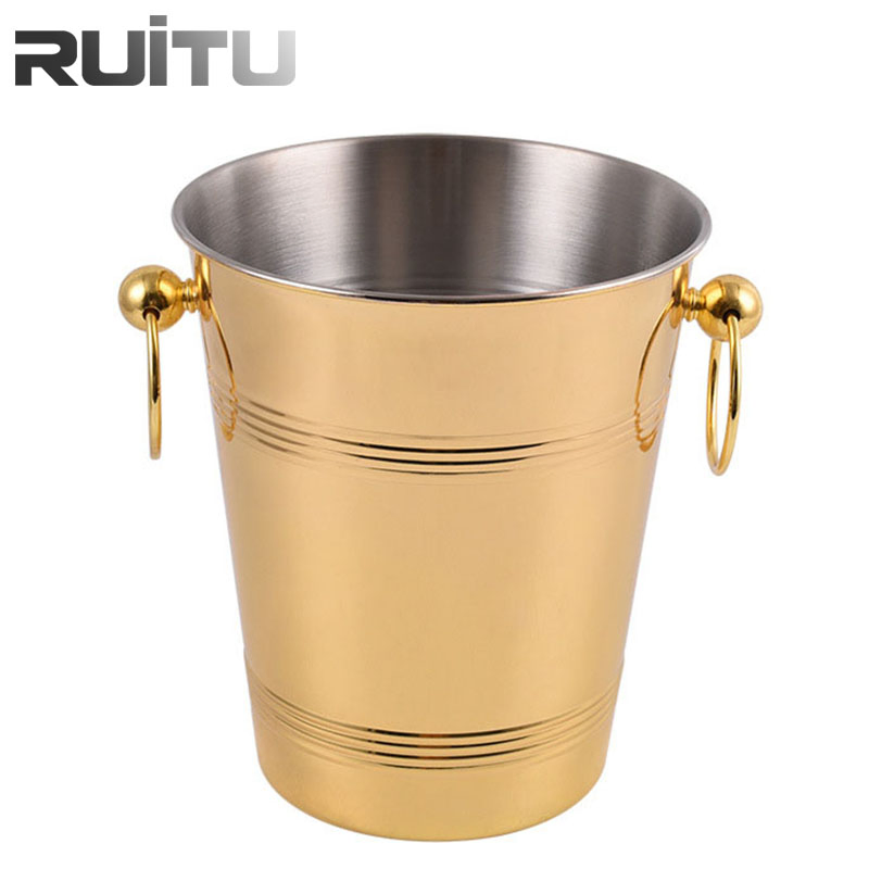 Night Club China Luxury Customized Logo Outdoor Indoor Copper Gold Big Cooler Metal Stainless Steel Buffet Catering Party Bar Wine Champaign Beer Ice Bucket