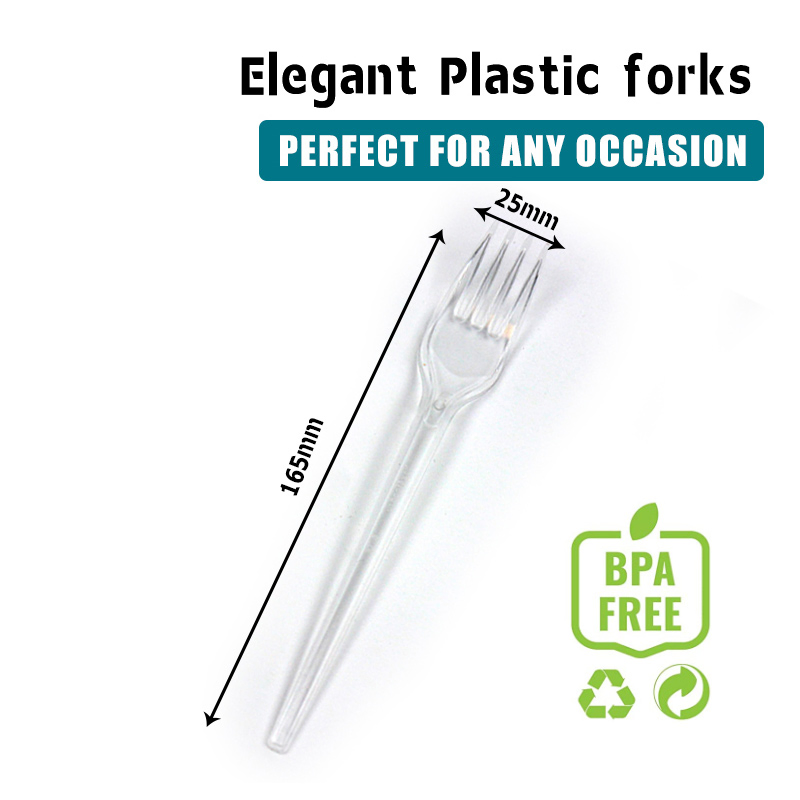 2g PS Clear Fork Disposable Plastic Cutlery 165mm PS Plastic Fork