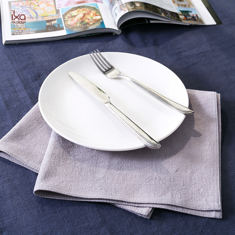 Hot Sale Items Decorative Natural Dinner Brown White Color Printed Embroidered Custom Personalized Linen Napkin