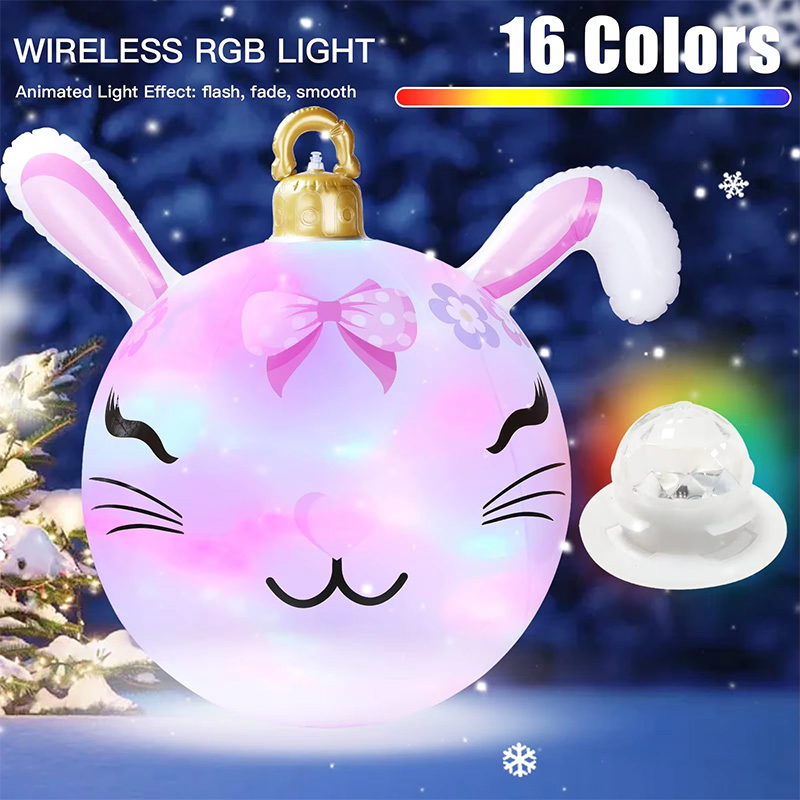 Inflatable Christmas Decoration Rabbit Ornament Ball with LED Light