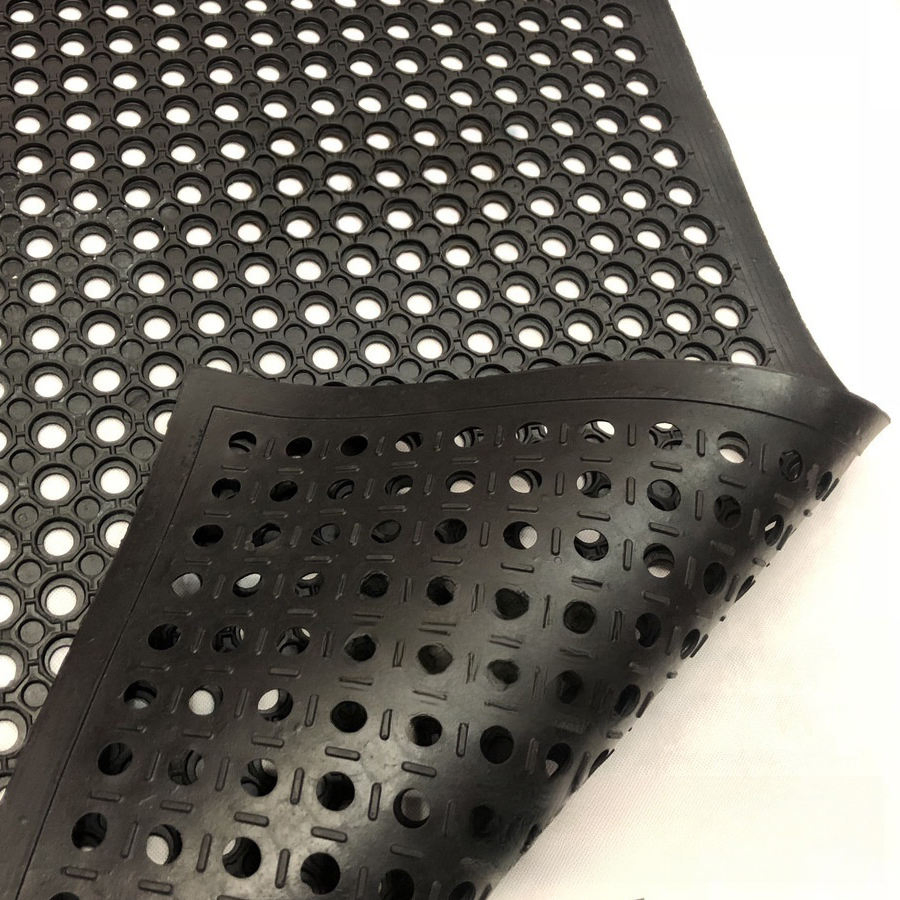 Kitchen Oil-Proof and Anti-Slip Rubber Drainage Floor Mat with Holes
