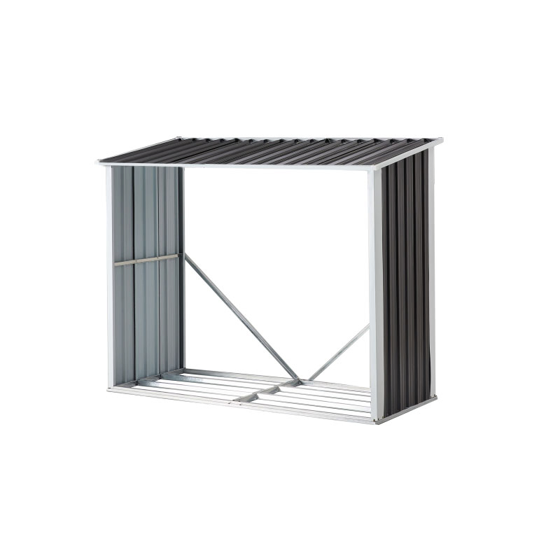 Metal Log Firewood Shed Outdoor Wood Steel Storage