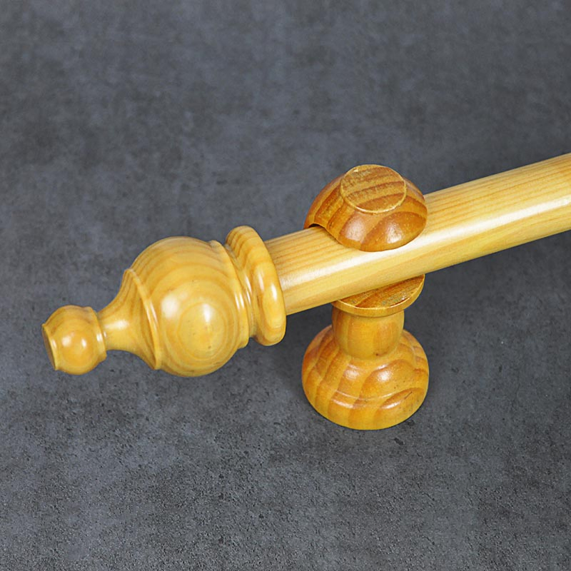 Factory Sale Wooden Curtain Pole with Finials Brackets 28mm Curtain Rod Set
