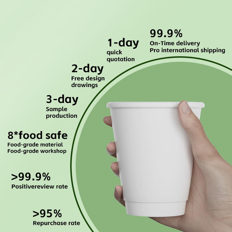 Custom Printed Double Wall Disposable Coffee Paper Cup for Beverage to Go Service